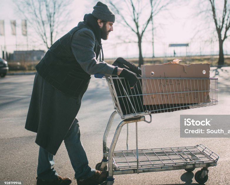 Homeless man shopping cart JPP Sybil Blank Meme Template