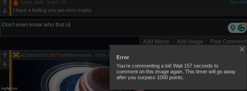 Great. Being spammed with saturn and can't even reply | made w/ Imgflip meme maker
