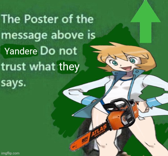 Yandere Misty | they; Yandere | image tagged in person above is italian,watch,out,yandere,misty | made w/ Imgflip meme maker