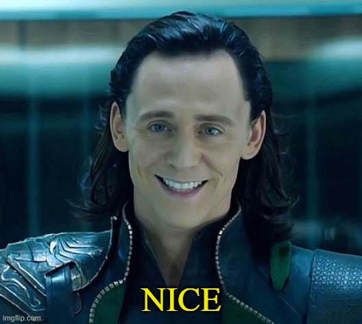 Loki | NICE | image tagged in loki | made w/ Imgflip meme maker