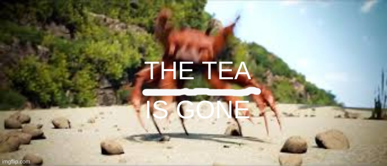 crab rave | THE TEA IS GONE | image tagged in crab rave | made w/ Imgflip meme maker