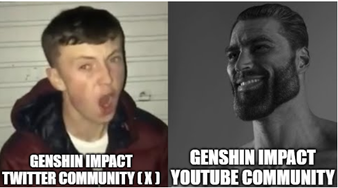 High Quality Genshin Impact Youtube vs Genshin Impact Twitter Blank Meme Template