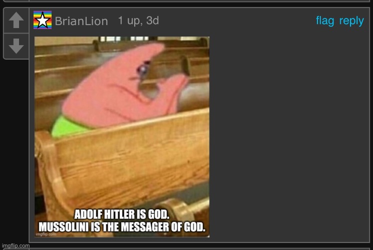 Patrick Star goes to Church | image tagged in patrick star | made w/ Imgflip meme maker
