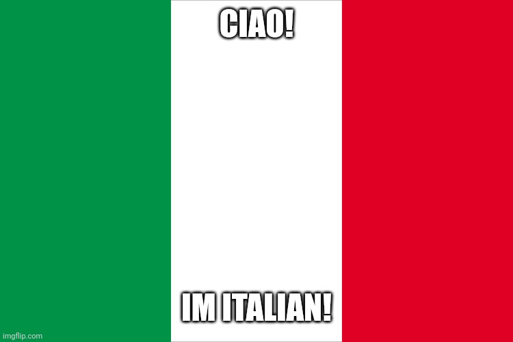 Please don't call me super Mario XD | CIAO! IM ITALIAN! | image tagged in the italian flag | made w/ Imgflip meme maker