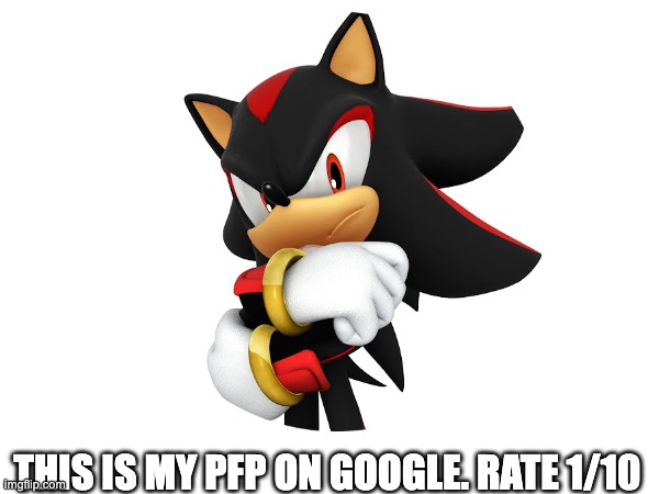 I like shadow the hedgehog. He's awesome (in my opinion) | THIS IS MY PFP ON GOOGLE. RATE 1/10 | image tagged in shadow the hedgehog,rate me,profile picture | made w/ Imgflip meme maker
