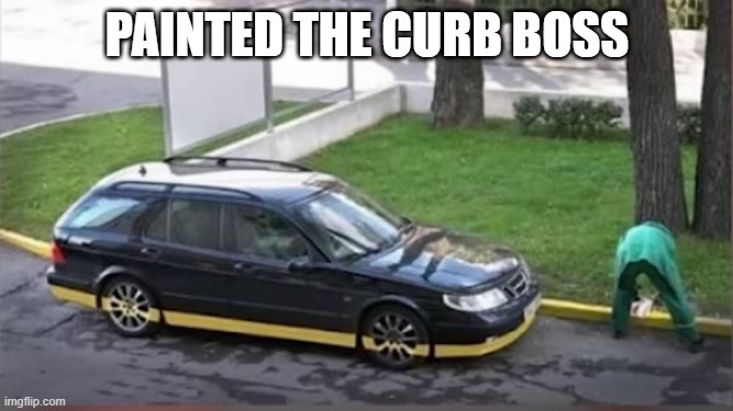 Painting | PAINTED THE CURB BOSS | image tagged in you had one job | made w/ Imgflip meme maker