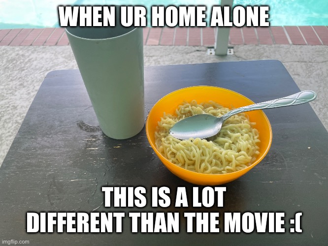 Home alone | WHEN UR HOME ALONE; THIS IS A LOT DIFFERENT THAN THE MOVIE :( | image tagged in food,home alone | made w/ Imgflip meme maker