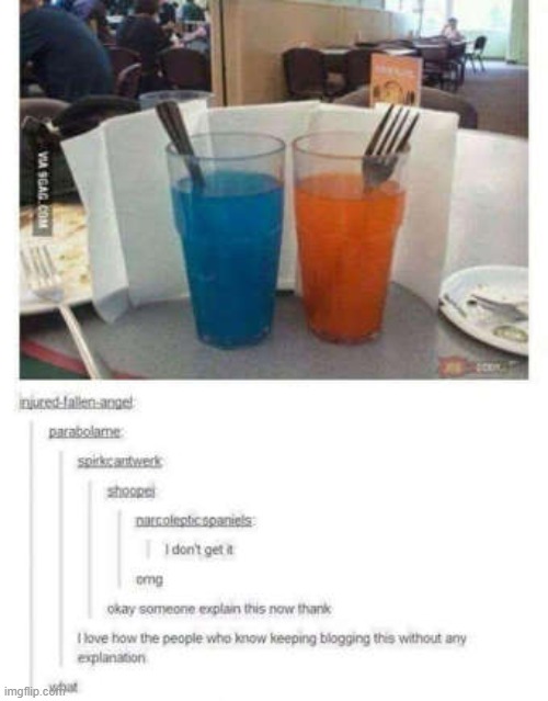 image tagged in portal,drinks,fork,i don't get it | made w/ Imgflip meme maker