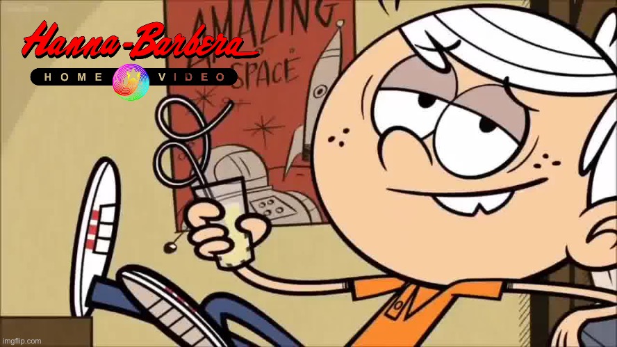 Hanna-Barbera Home Video (Lincoln Loud) Banner | image tagged in lincoln loud,the loud house,boy,loud house,drink,cartoon | made w/ Imgflip meme maker