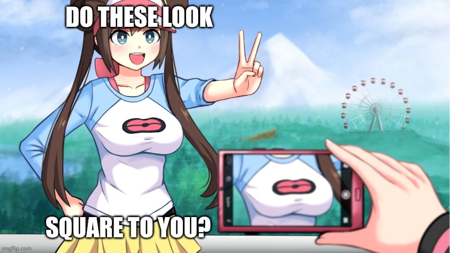 anime boobs | DO THESE LOOK SQUARE TO YOU? | image tagged in anime boobs | made w/ Imgflip meme maker