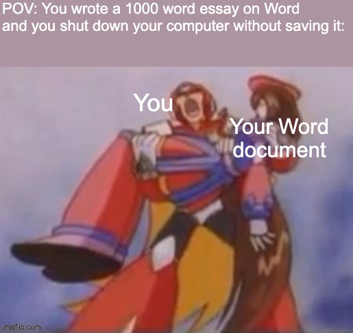 can you relate? | POV: You wrote a 1000 word essay on Word and you shut down your computer without saving it:; You; Your Word document | image tagged in what am i fighting for | made w/ Imgflip meme maker