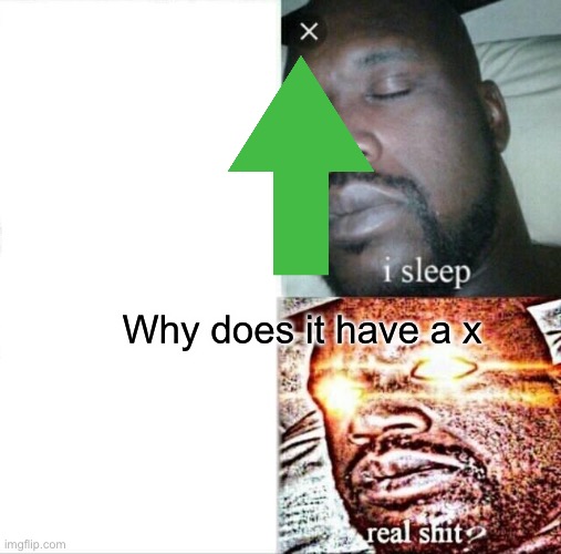 Sleeping Shaq Meme | Why does it have a x | image tagged in memes,sleeping shaq | made w/ Imgflip meme maker