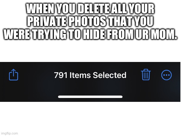 Me hiding my secrets here | WHEN YOU DELETE ALL YOUR PRIVATE PHOTOS THAT YOU WERE TRYING TO HIDE FROM UR MOM. | image tagged in funny memes | made w/ Imgflip meme maker
