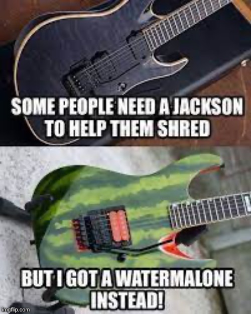 Some people need a jackson to shred, but i got a watermelone instead! | image tagged in watermelon,guitar,music | made w/ Imgflip meme maker