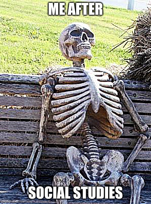 Waiting Skeleton Meme | ME AFTER; SOCIAL STUDIES | image tagged in memes,waiting skeleton | made w/ Imgflip meme maker