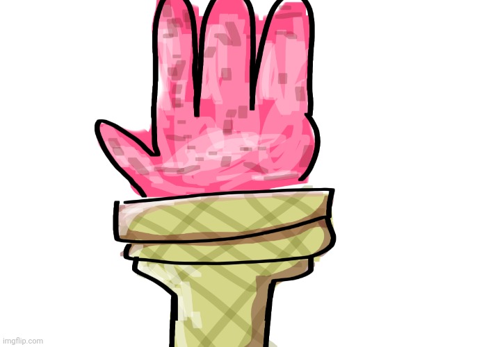 I made this hand-shaped strawberry ice cream cus i was bored | made w/ Imgflip meme maker