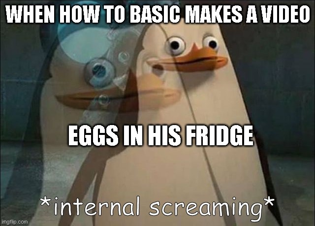 fr | WHEN HOW TO BASIC MAKES A VIDEO; EGGS IN HIS FRIDGE | image tagged in private internal screaming | made w/ Imgflip meme maker