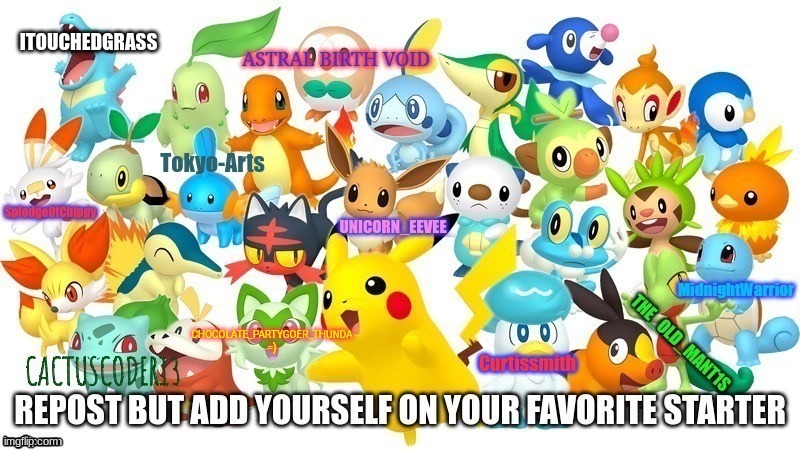 Repost | ITOUCHEDGRASS | image tagged in pokemon | made w/ Imgflip meme maker