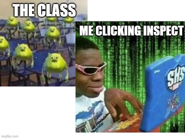 Purple | ME CLICKING INSPECT; THE CLASS | image tagged in hacker,class | made w/ Imgflip meme maker