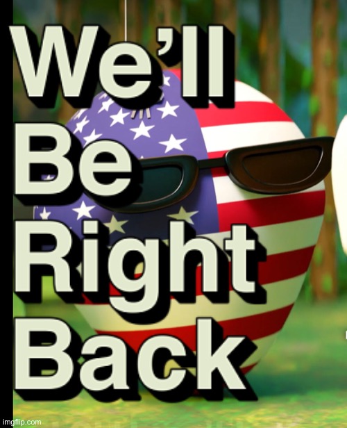 We’ll Be Right Back - Spider on USA | image tagged in we ll be right back,to be continued,skibidi toilet,polandball | made w/ Imgflip meme maker