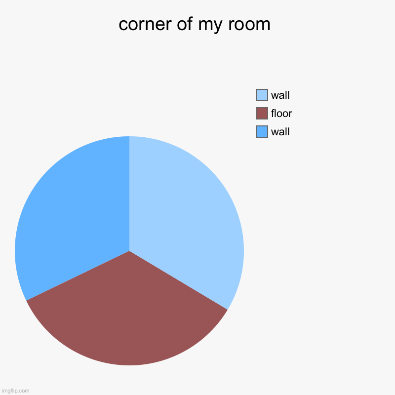 corner in room | corner of my room | wall, floor, wall | image tagged in charts,pie charts | made w/ Imgflip chart maker