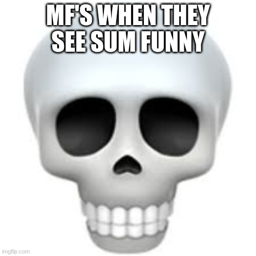 :skull: | MF'S WHEN THEY SEE SUM FUNNY | image tagged in skull,skulll,skullll,skulllll,skullllll | made w/ Imgflip meme maker