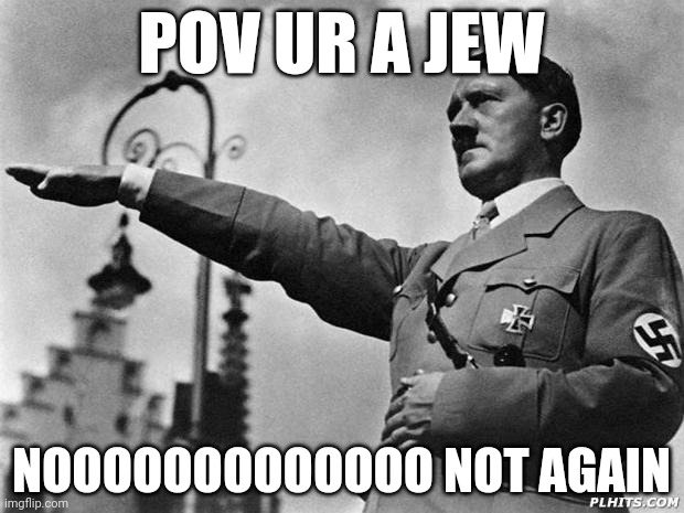 Funny meme no offense jews | POV UR A JEW; NOOOOOOOOOOOOO NOT AGAIN | image tagged in hitler | made w/ Imgflip meme maker