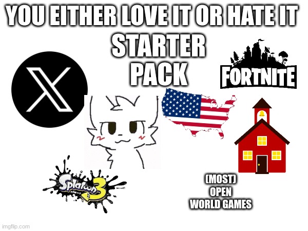this is from experiance dont take this literally | YOU EITHER LOVE IT OR HATE IT; STARTER PACK; (MOST) OPEN WORLD GAMES | image tagged in fun | made w/ Imgflip meme maker