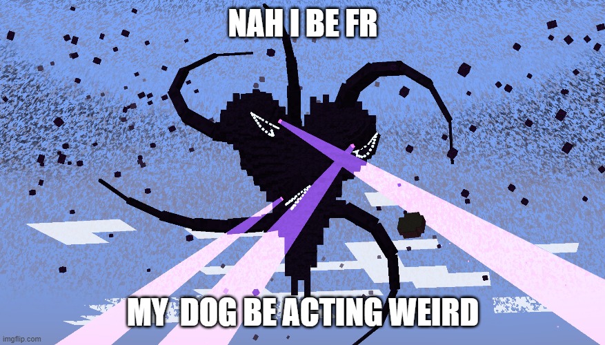 wtf is up with my dog? | NAH I BE FR; MY  DOG BE ACTING WEIRD | image tagged in witherstorm,minecraft | made w/ Imgflip meme maker
