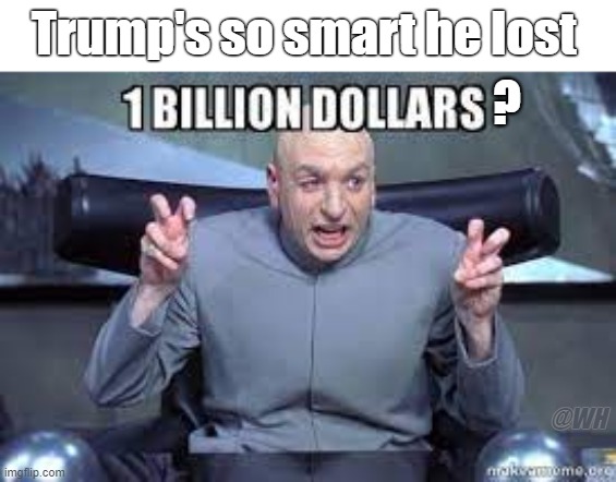 Business Genius? I think not. | Trump's so smart he lost; ? @WH | image tagged in trump,billion dollars,loser,lost | made w/ Imgflip meme maker