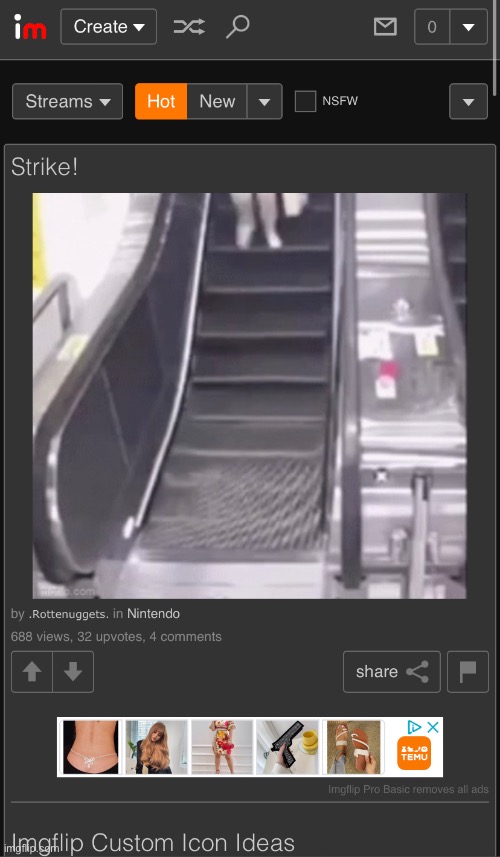 yooo i got to the front page of all the streams? (don’t mind the extremely suggestive ad) | made w/ Imgflip meme maker