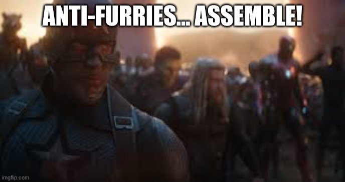 Avengers Assemble | ANTI-FURRIES... ASSEMBLE! | image tagged in avengers assemble | made w/ Imgflip meme maker