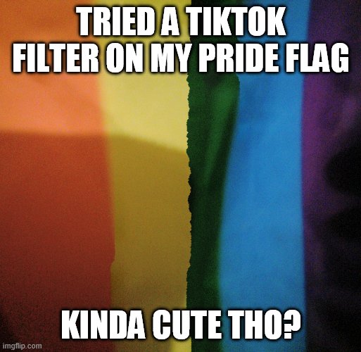 TRIED A TIKTOK FILTER ON MY PRIDE FLAG; KINDA CUTE THO? | made w/ Imgflip meme maker