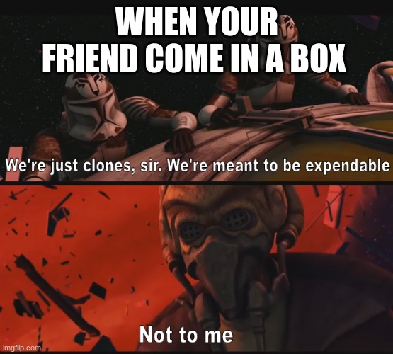 Not to me | WHEN YOUR FRIEND COME IN A BOX | image tagged in not to me | made w/ Imgflip meme maker