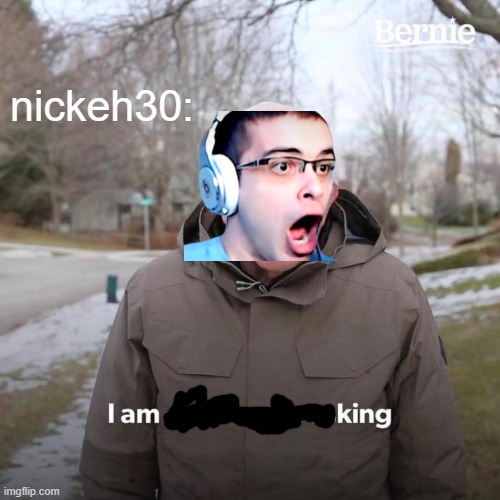 your not the king... | nickeh30: | image tagged in memes,bernie i am once again asking for your support | made w/ Imgflip meme maker