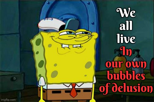 You're Not Right About Everything.  You've Never Been Right About Everything | In our own bubbles of delusion; We all live | image tagged in memes,don't you squidward,delusion,delusional,make believe,wake up | made w/ Imgflip meme maker