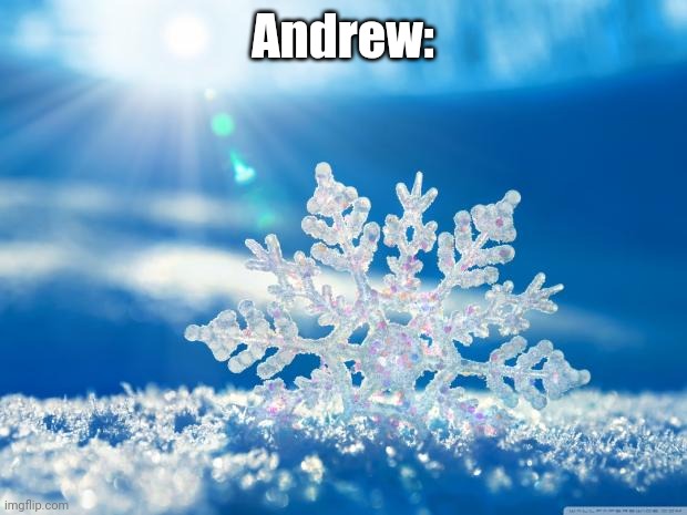 snowflake | Andrew: | image tagged in snowflake | made w/ Imgflip meme maker