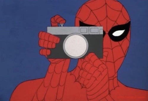 High Quality Spiderman taking pictures Blank Meme Template