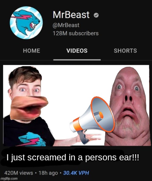 MrBeast thumbnail template | I just screamed in a persons ear!!! | image tagged in mrbeast thumbnail template | made w/ Imgflip meme maker