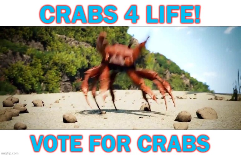 CRABS 4 LIFE! | CRABS 4 LIFE! VOTE FOR CRABS | image tagged in crab rave,crab,minecraft,mob vote | made w/ Imgflip meme maker