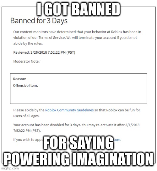 Banned from Roblox (FOREVER!!) - Imgflip