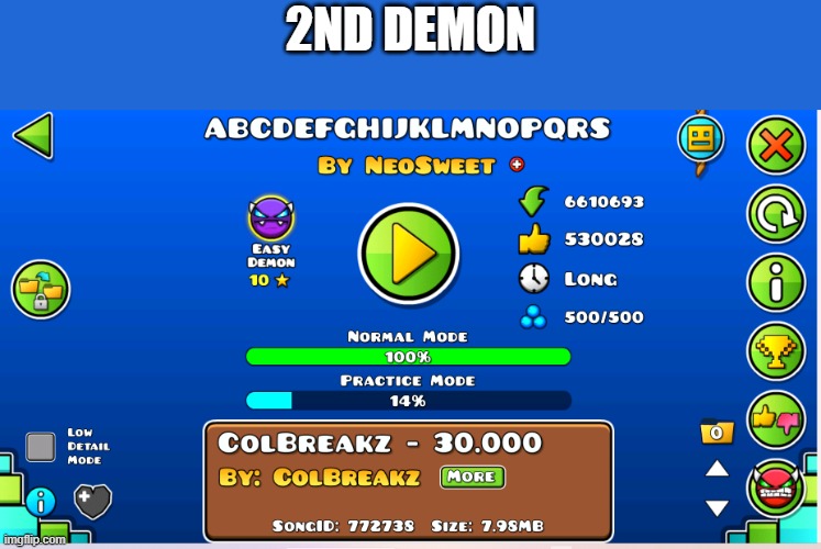let's gooo | 2ND DEMON | image tagged in geometry dash | made w/ Imgflip meme maker