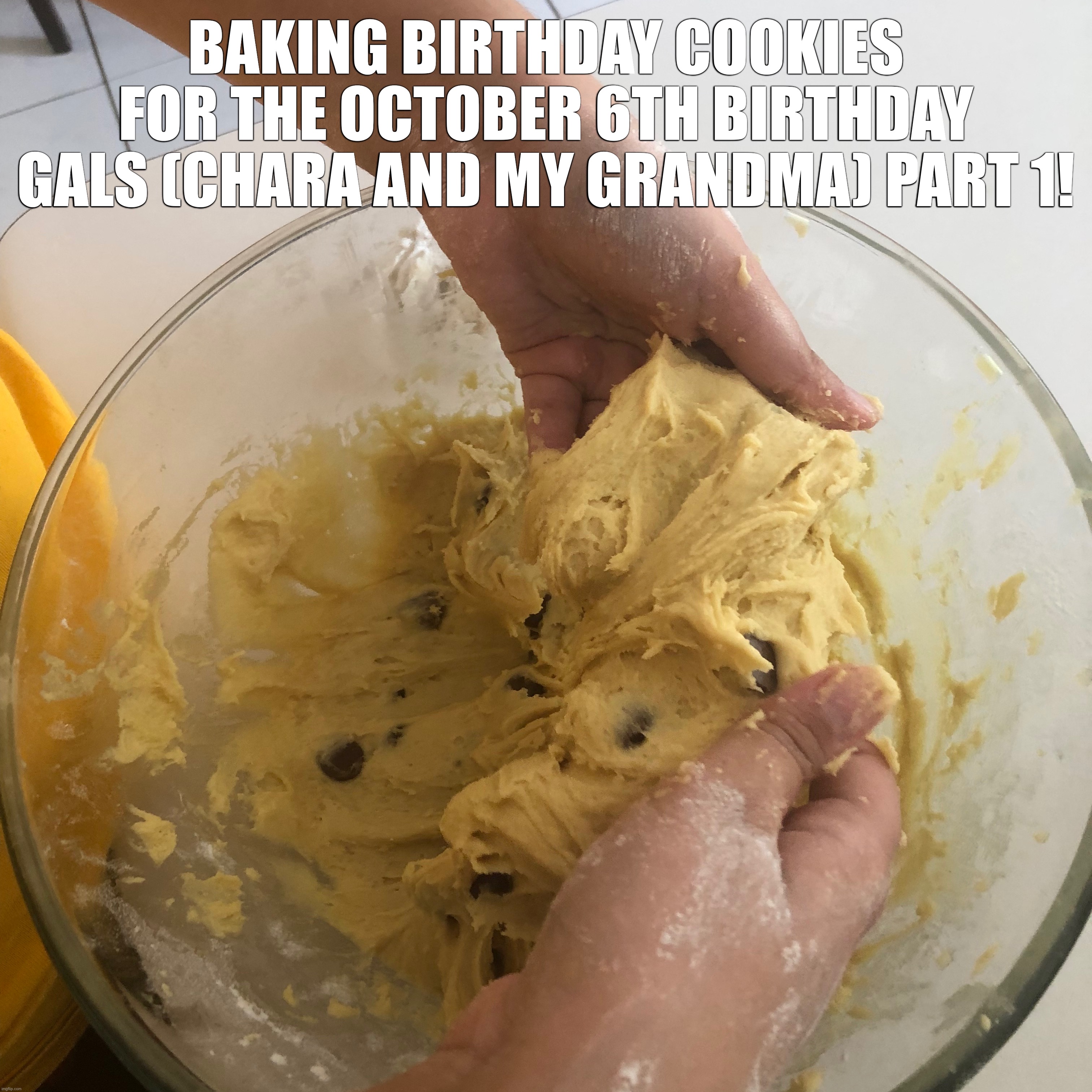 Part 2 in 30 minutes lol | BAKING BIRTHDAY COOKIES FOR THE OCTOBER 6TH BIRTHDAY GALS (CHARA AND MY GRANDMA) PART 1! | made w/ Imgflip meme maker