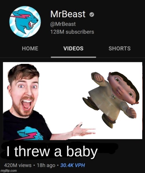 MrBeast thumbnail template | I threw a baby | image tagged in mrbeast thumbnail template | made w/ Imgflip meme maker