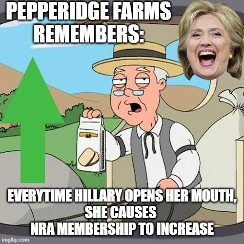 Christine Amanpour of CNN and PBS asks the hard questions in an Interview w/HRC | PEPPERIDGE FARMS
REMEMBERS:; EVERYTIME HILLARY OPENS HER MOUTH,
SHE CAUSES 
NRA MEMBERSHIP TO INCREASE | image tagged in pepperidge farm remembers,bill clinton,kamala harris,hillary emails,crooked hillary,cultural marxism | made w/ Imgflip meme maker