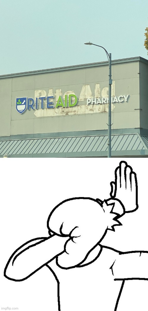 Rite Aid | image tagged in extreme facepalm,rite aid,pharmacy,you had one job,memes,fails | made w/ Imgflip meme maker