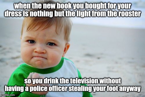Success Kid Original Meme | when the new book you bought for your dress is nothing but the light from the rooster; so you drink the television without having a police officer stealing your foot anyway | image tagged in memes,success kid original | made w/ Imgflip meme maker