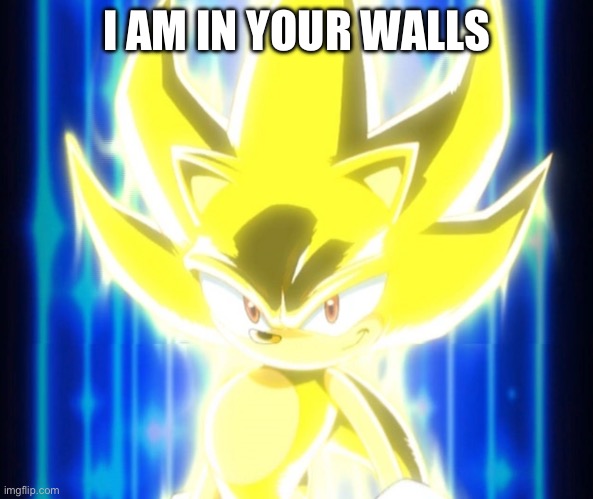 Super Sonic meme | I AM IN YOUR WALLS | image tagged in super sonic meme | made w/ Imgflip meme maker