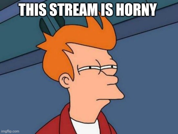 Read the ToS idiots | THIS STREAM IS HORNY | image tagged in memes,futurama fry | made w/ Imgflip meme maker