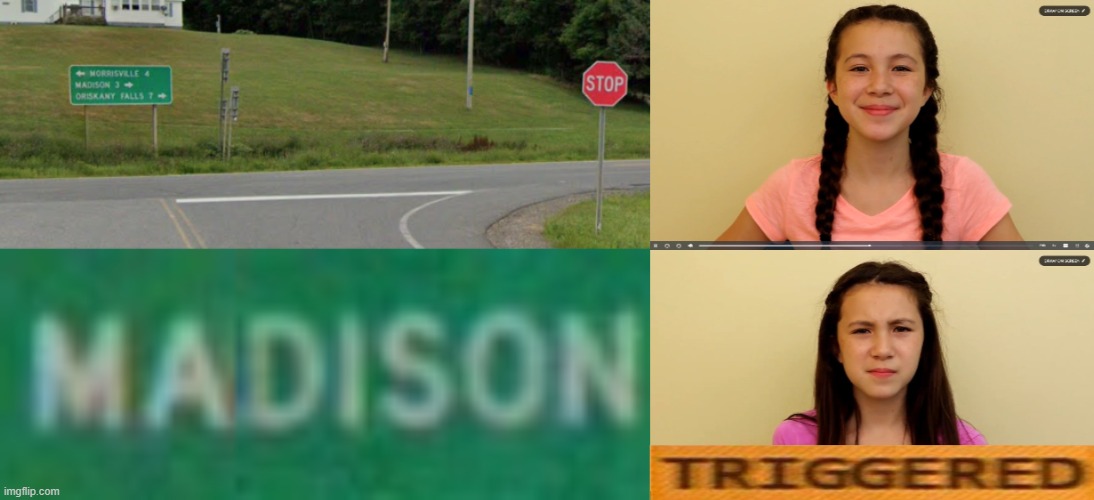 Getting Triggered In Madison County NY | image tagged in stop sign,everyday speech,triggered,ny,new york | made w/ Imgflip meme maker